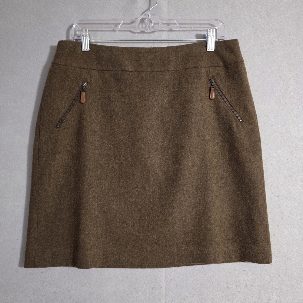 Talbots Petites Womens Brown Wool Blend Lined Pencil Skirt Size 12P